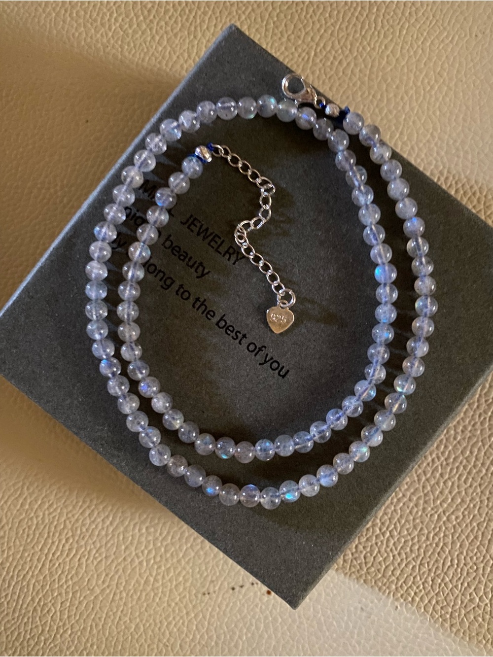 Natural AA+ Black Moonstone 4mm Bead Gemstone Necklace 925 Sterling Silver
